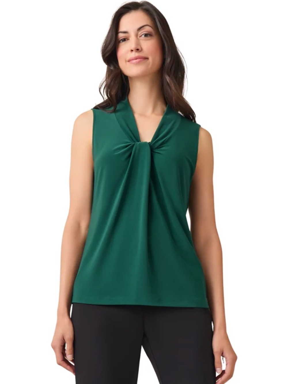 Sleeveless Twist Neck Blouse - Emerald Green